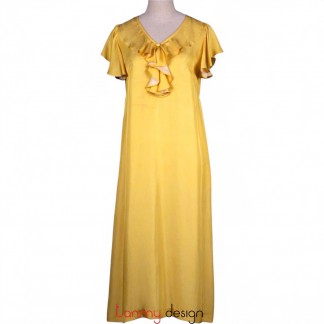 Yellow ruffled neck dress